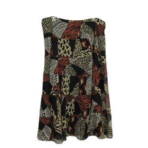 Ruby Rd Woman Skirt Sz 24W Animal Prints Brown Black Crinkle Career Fully Lined